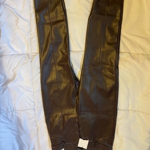 Brown leather pants
